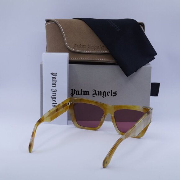 Palm Angels PERI099 HOLLYWOOD 1925 Sunglasses Havana Cat Eye Frame, Red Lenses - Picture 11 of 11